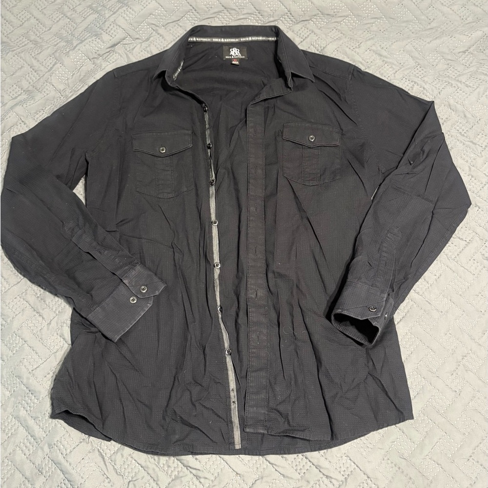 Rock & Republic Black button up size XL